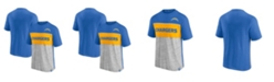 Fanatics Men's Branded Powder Blue and Heathered Gray Los Angeles Chargers Colorblock T-shirt